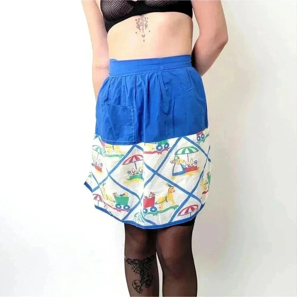 Vintage 1950's / 1960's Tie Back Artist Kitchen Cooking Apron - Picture 2 of 5